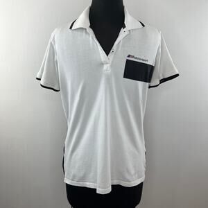 Motorsport BMW Black White Short Sleeve Casual Polo Shirt Racing Cars Logo L
